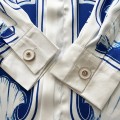 「#3126」Casablanca 23SS Blue Marble Swan Hawaiian long sleeve shirt