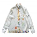 「#3128」Casablanca Dotted orange silk blouse with loose, thin sleeves