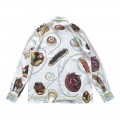 「#3129」Casablanca 23 gourmet cake travel pattern blue twill silk shirt