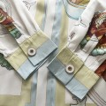 「#3129」Casablanca 23 gourmet cake travel pattern blue twill silk shirt