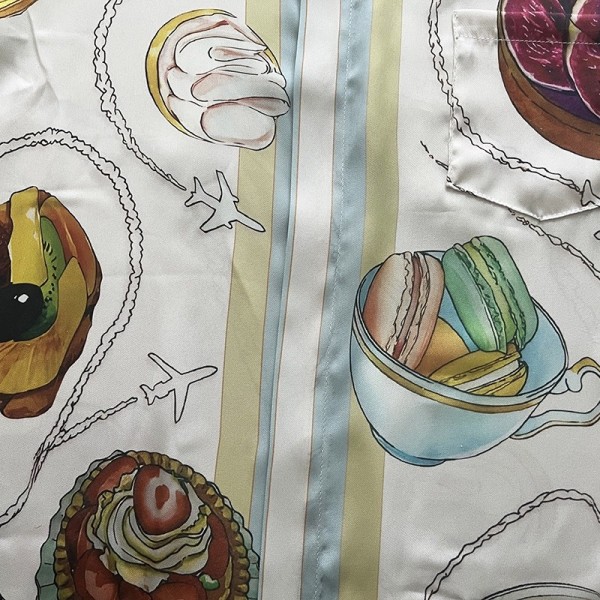 Casablanca 23 gourmet cake travel pattern blue twill silk shirt