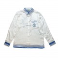 「#3131」Casablanca White blue flying fish, Sicily, long sleeve shirt