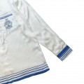 「#3131」Casablanca White blue flying fish, Sicily, long sleeve shirt