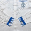 「#3131」Casablanca White blue flying fish, Sicily, long sleeve shirt