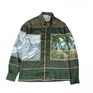 「#3133」Casablanca Alchemy print sun and moon sign totem silk long-sleeved shirt