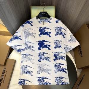 「#3149」Burberry 2024ss the latest full-body knight texture sense printed cotton t-shirt