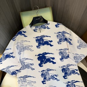 「#3149」Burberry 2024ss the latest full-body knight texture sense printed cotton t-shirt