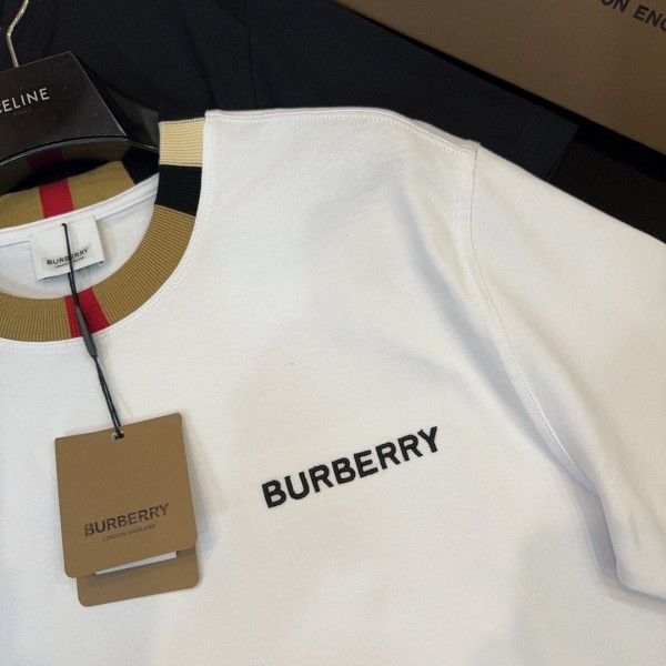 Burberry 2024ss latest logo embroidered cotton short-sleeved t-shirt