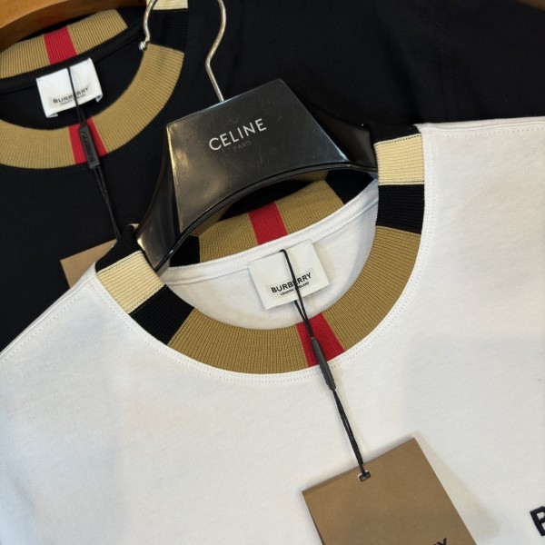 Burberry 2024ss latest logo embroidered cotton short-sleeved t-shirt