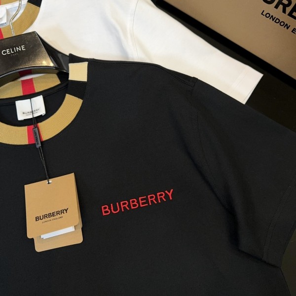 Burberry 2024ss latest logo embroidered cotton short-sleeved t-shirt