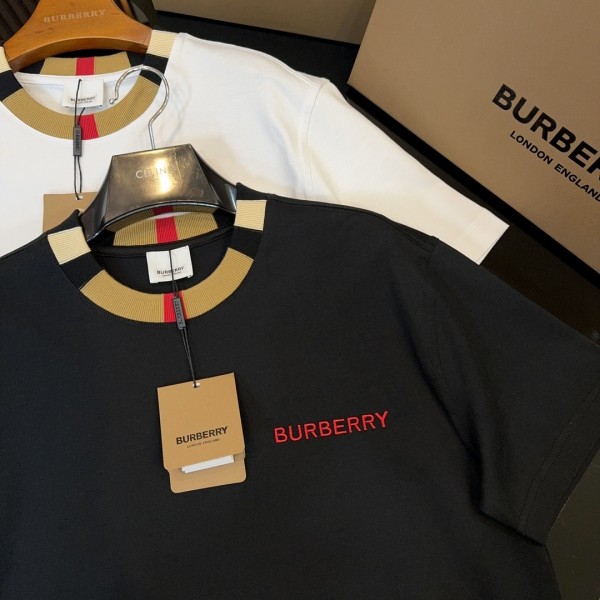 Burberry 2024ss latest logo embroidered cotton short-sleeved t-shirt
