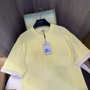「#3154」Burberry 2024ss the latest white cloth cuffs stitching small war horse printed cotton t-shirt