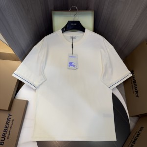 「#3155」Burberry 2024ss the latest white cloth cuffs stitching small war horse printed cotton t-shirt