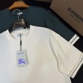 「#3155」Burberry 2024ss the latest white cloth cuffs stitching small war horse printed cotton t-shirt