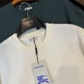 「#3155」Burberry 2024ss the latest white cloth cuffs stitching small war horse printed cotton t-shirt
