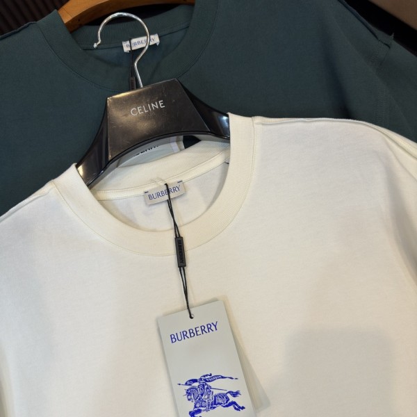 Burberry 2024ss the latest white cloth cuffs stitching small war horse printed cotton t-shirt
