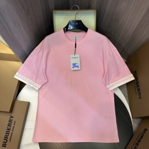 「#3156」Burberry 2024ss the latest white cloth cuffs stitching small war horse printed cotton t-shirt
