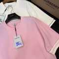 「#3156」Burberry 2024ss the latest white cloth cuffs stitching small war horse printed cotton t-shirt
