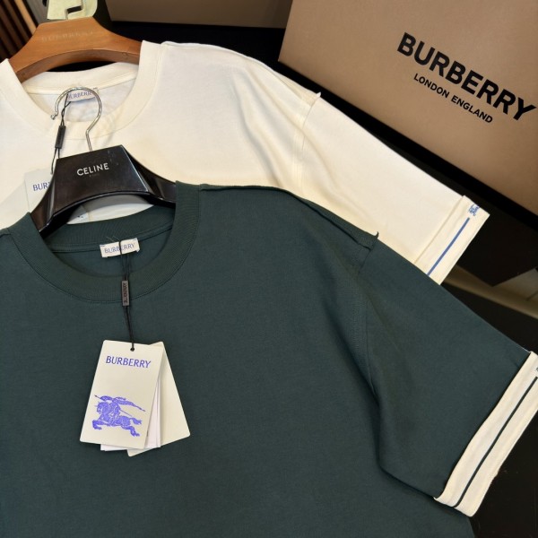 Burberry 2024ss the latest white cloth cuffs stitching small war horse printed cotton t-shirt