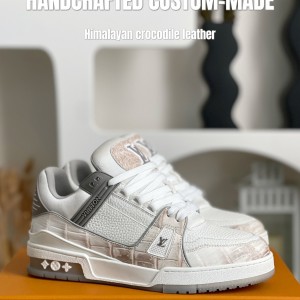 「#3165」【Handmade Custom】Louis Vuitton Himalayan Crocodile Leather Trainer Sneakers