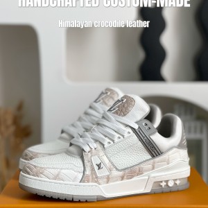 「#3165」【Handmade Custom】Louis Vuitton Himalayan Crocodile Leather Trainer Sneakers