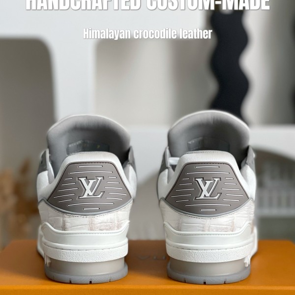 【Handmade Custom】Louis Vuitton Himalayan Crocodile Leather Trainer Sneakers