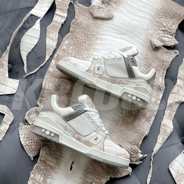 【Handmade Custom】Louis Vuitton Himalayan Crocodile Leather Trainer Sneakers