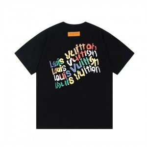 「#3179」Louis Vuitton Flowers printed with colored lettering t-shirt