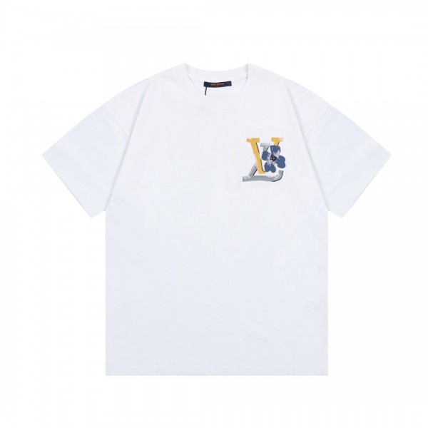 「#3180」Louis Vuitton Flowers printed with colored lettering t-shirt