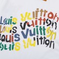 「#3180」Louis Vuitton Flowers printed with colored lettering t-shirt