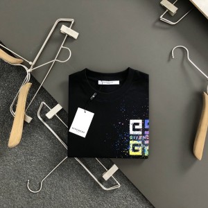 「#3190」Givenchy Hand-painted colored splash-ink letters t-shirt