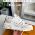 「#3200」【Handmade Custom】Louis Vuitton Himalayan Crocodile Leather Trainer Sneakers