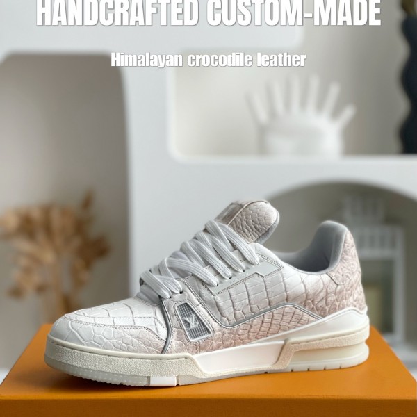 【Handmade Custom】Louis Vuitton Himalayan Crocodile Leather Trainer Sneakers