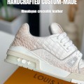 「#3200」【Handmade Custom】Louis Vuitton Himalayan Crocodile Leather Trainer Sneakers