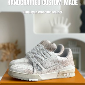 「#3200」【Handmade Custom】Louis Vuitton Himalayan Crocodile Leather Trainer Sneakers