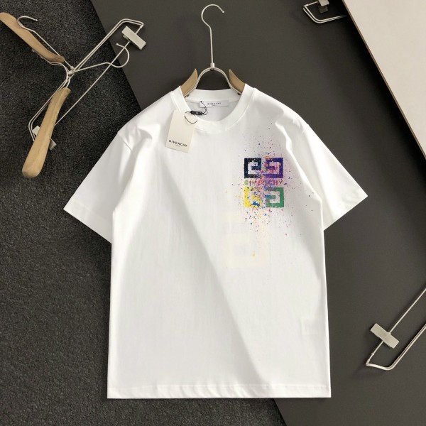 「#3207」Givenchy Hand-painted colored splash-ink letters t-shirt
