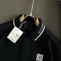 「#3211」Givenchy Monochrome embroidered polo shirt with lapel