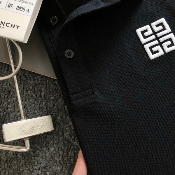 Givenchy Monochrome embroidered polo shirt with lapel