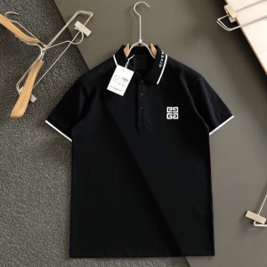 「#3211」Givenchy Monochrome embroidered polo shirt with lapel