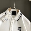 「#3213」Givenchy Monochrome embroidered polo shirt with lapel