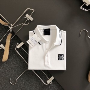 「#3213」Givenchy Monochrome embroidered polo shirt with lapel