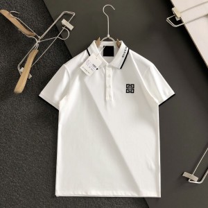 「#3213」Givenchy Monochrome embroidered polo shirt with lapel